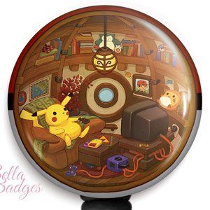 Pokemon Pokeball Pikachu Badge Reel